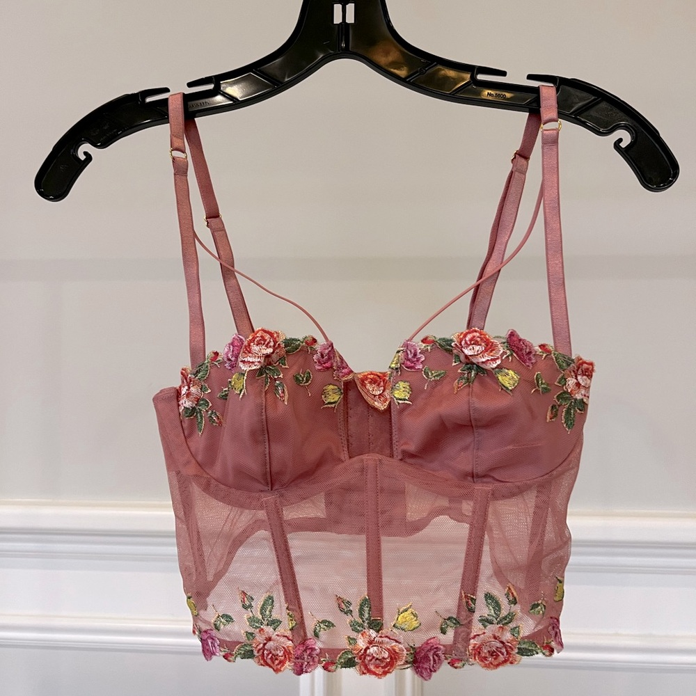 Floral pink bustier top